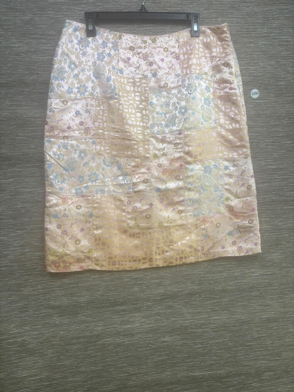 Sophie Chang Skirt Womens XL Multicolor Floral Satin Pencil Lined Knee Party